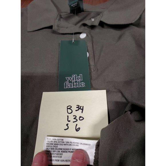 Women's Short Sleeve Boxy Cropped Polo T-Shirt - Wild Fable Olive Green S Small - Picture 7 of 8